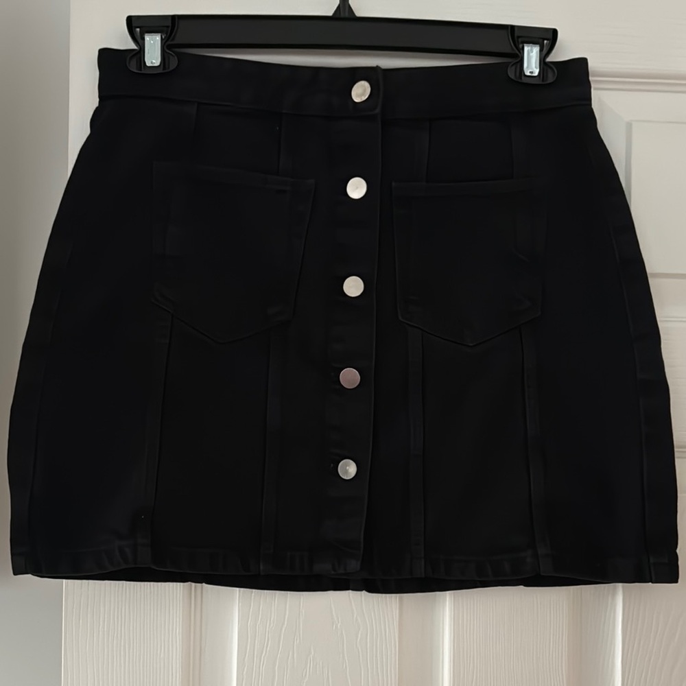 Authentic  denim Black Button-Up Skirt size l